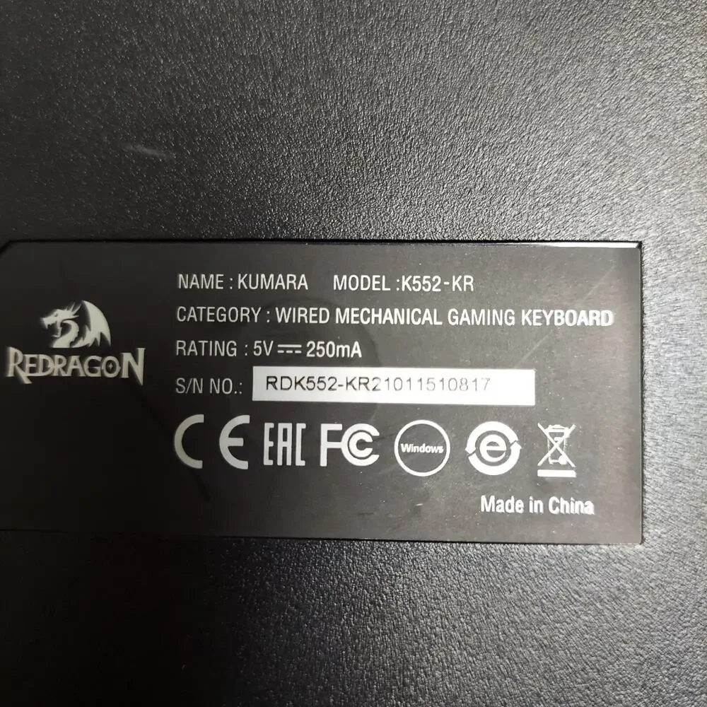 KUMARA Gaming Keyboard REDRAGON K552 LED Backlit Wired Mechanical 87 Key Black